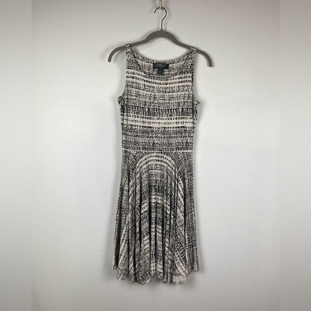 Coercion Black and White Sleeveless Static Print Dress, Size Small